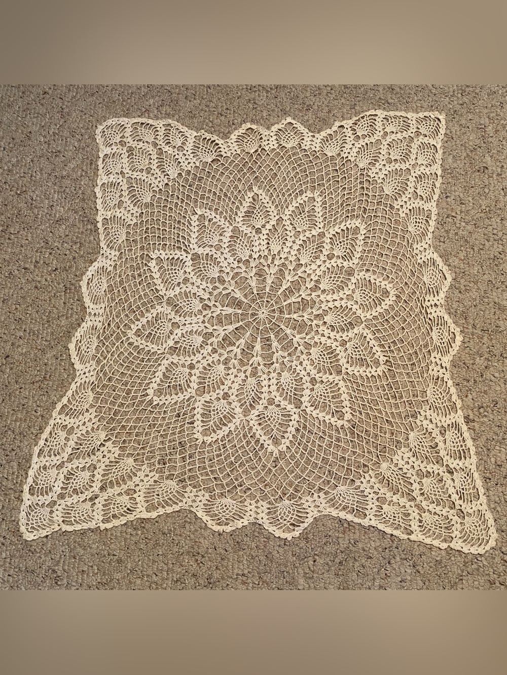 Handmade Cream Lace Doily Table Accent, Size 35x31  So Pretty!